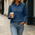 thumbnail image 6 of Women's Polo Shirts Long Sleeve Golf Shirt Lightweight Tennis Shirts Casual Fitted Basic office Blouses Work Shirts Spring Fall Shirt Navy, 6 of 7