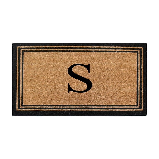A1 Home Collections A1HOME200021-BR-Monogrammed A1HC Pure Natural Coir Doormat with Heavy Duty PVC Backing Monogrammed, S