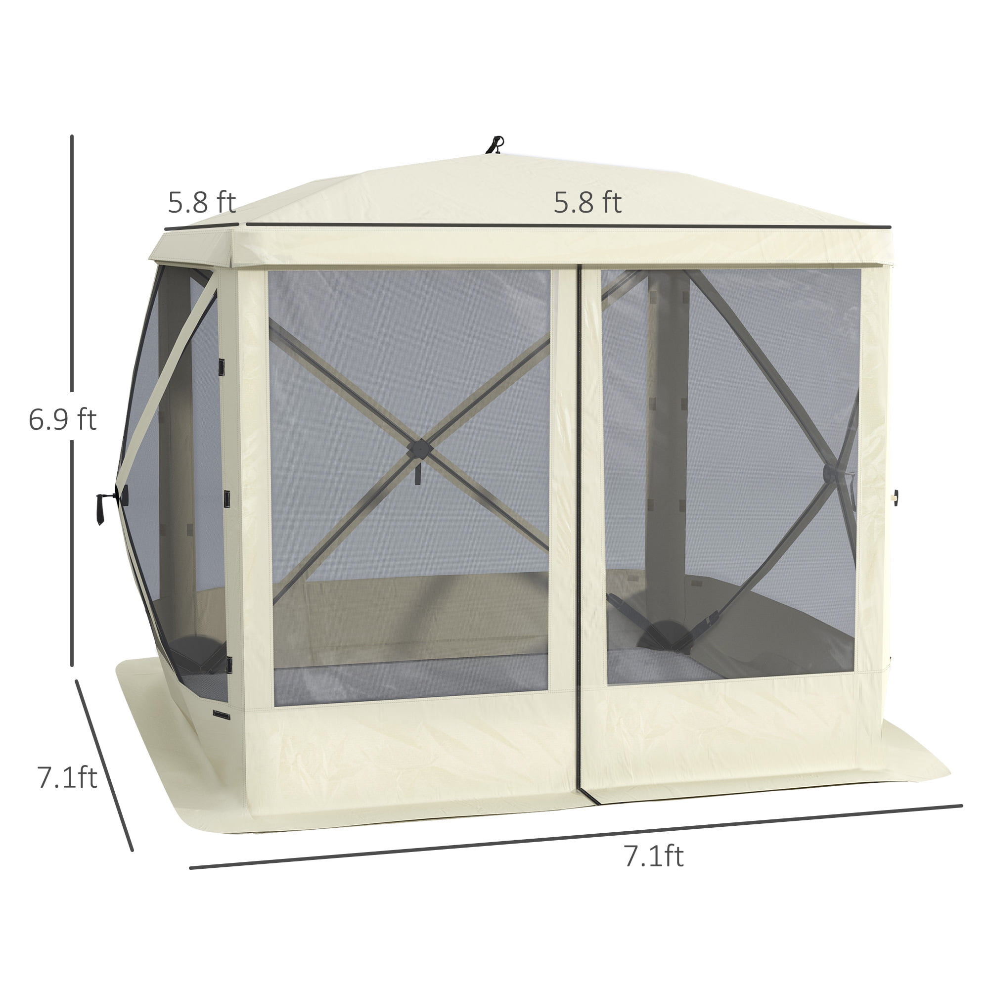 Outsunny 7’ x 7’ Beige Pop Up Outdoor Canopy, Portable Easy Set Up