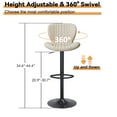 thumbnail image 6 of Walsunny Adjustable Bar Stools Set of 2 Leather Upholstered Swivel Counter Stools Counter Height Bar Stools with Large Base, Room Bar, Beige, 6 of 9