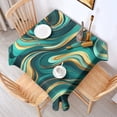 thumbnail image 2 of Teal and Gold Marble Swirls Pattern Square Tablecloth,Waterproof Square Table Cover,Wipeable Spillproof Washable Table Cover for Home Kitchen Party Decor 42"X42"(107x107cm), 2 of 6