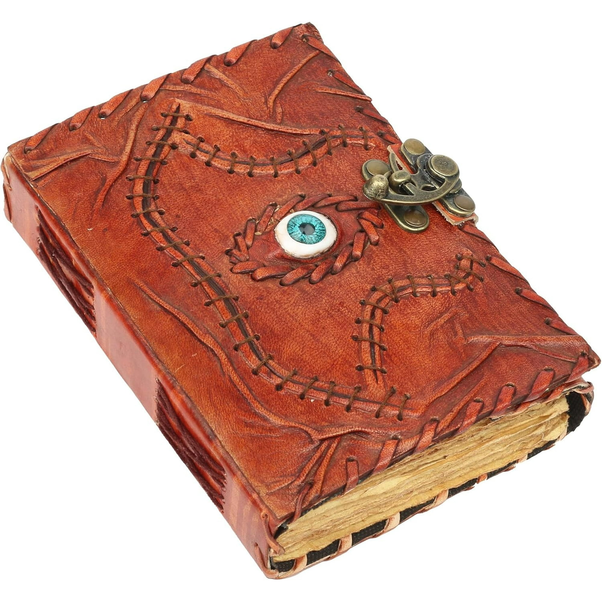 Hocus Pocus Leather Journal Blank Spell Book of Shadows with Lock Clasp Prop Vintage Notebook Journals Bound Witchcraft Wiccan Grimoire Witch Magic Eye Sketchbook Drawing Writing Diary 5X7 in
