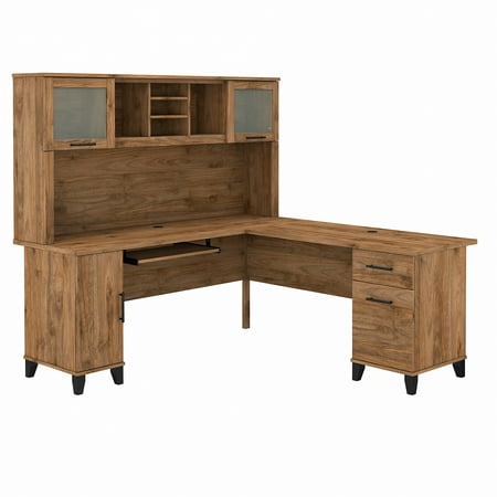 Bush Furniture Somerset 72 L Desk and Hutch with Storage Fresh Walnut Bush Furniture Somerset 72 L Desk and Hutch with Storage Fresh Walnut