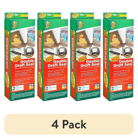(4 pack) Duck Brand Dark Gray Foam Double Draft Door Seal, 2 Pack
