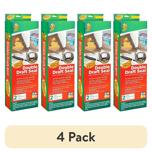 (4 pack) Duck Brand Dark Gray Foam Double Draft Door Seal, 2 pack
