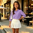 thumbnail image 6 of Girls Back to School Uniform Henley 3/4 Sleeve Button Closure Solid T Shirts Quick Dry Active Basic Pullover Polo Shirts, 130, 6 of 6