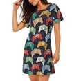 thumbnail image 2 of Fuzoiu Retro Video Game Print Women Nightgowns, Soft Comfy Lightweight Short Sleeves Sleepwear,Crew Neck Loungewear, 2 of 6