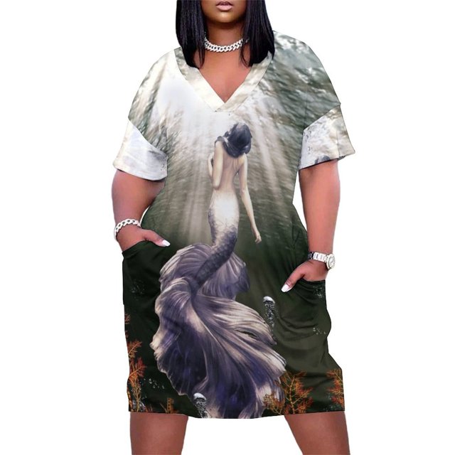 SIRENA DE LAS PROFUNDIDADES Vestido suelto con bolsillos Vestido de dama de honor mujer vestidos cortos vestido atrevido para mujer Ropa de verano femenina