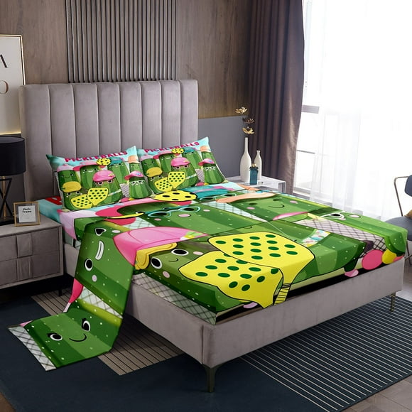 Erosebridal Cartoon Pickleball Bed Sheets Set King Size, Sport Player Bed Sheets King, Teens Adult King Sheet Sets, Ultra Soft Room Decoration, 4pcs
