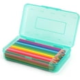thumbnail image 1 of LAICAIW 1 Pack Plastic Pencil Box Large Capacity Pencil Boxes Clear Boxes with Snap-tight Lid Stackable Design and Stylish Office Supplies Storage Organizer Box, Light Green, TK0717-02, 1 of 7