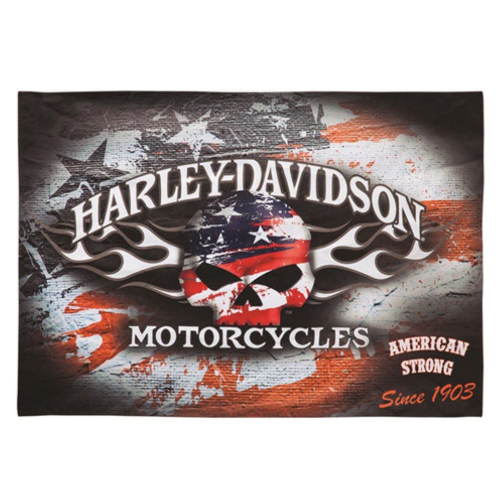 HarleyDavidson Flaming Skull Americana Estate Flag