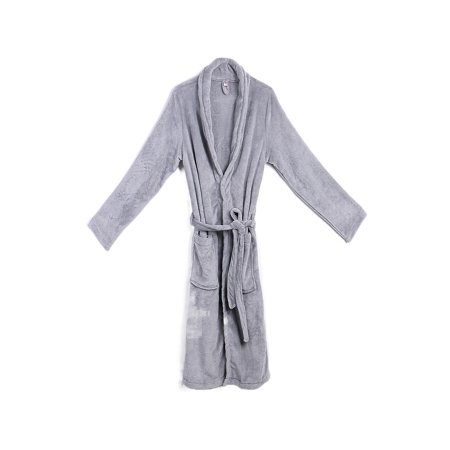 

Gureui Men Fleece Bathrobe Shawl Collar Lightweight Spa Plush Robes Warm Long Sleeve Velvet Pajamas Sleepwear