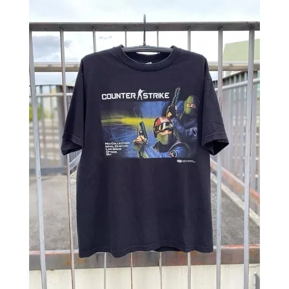 RARE COUNTERSTRIKE 1.6 1999 PROMO VINTAGE WASHED BLACK T-SHIRT For Men Women