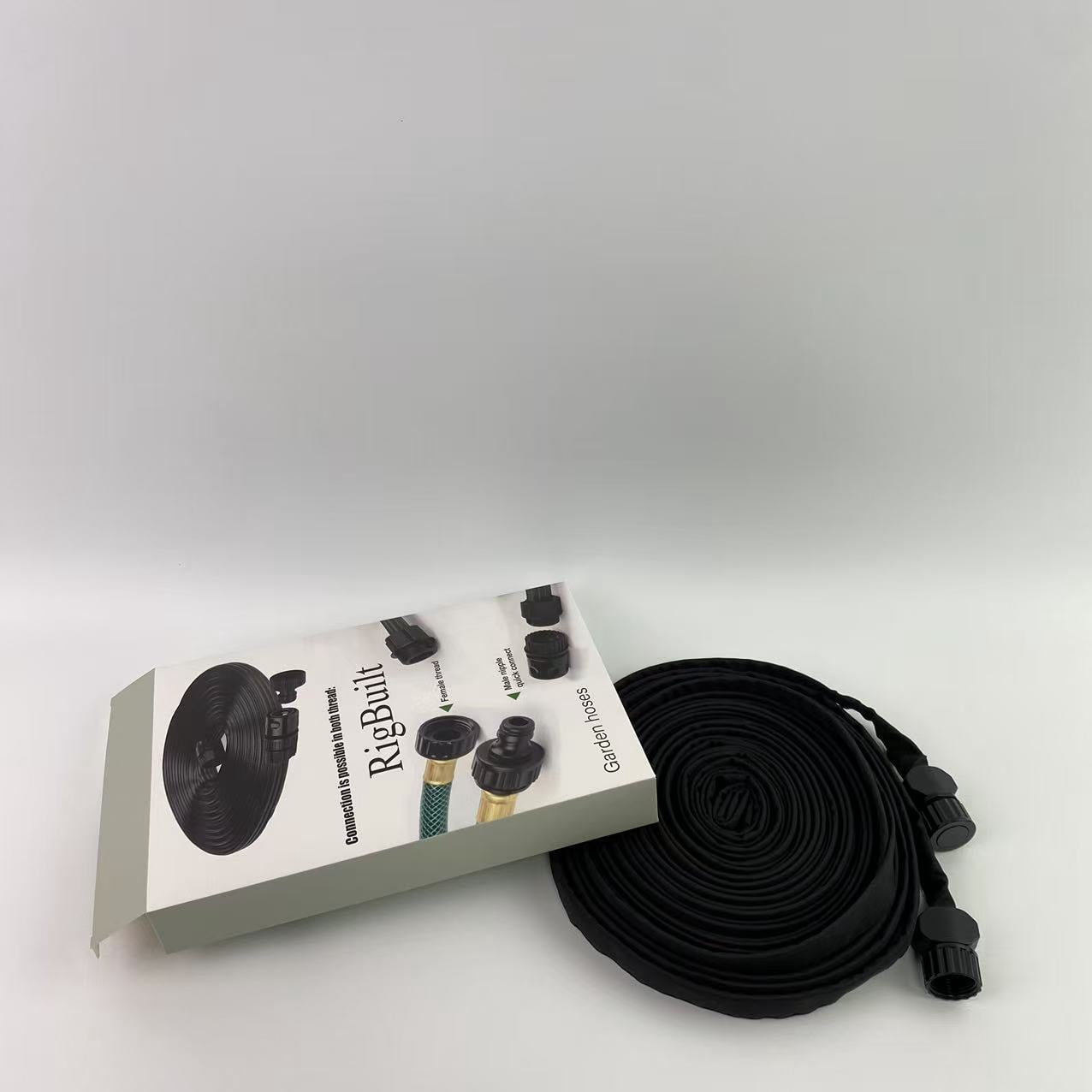 RigBuilt Garden hoses, not of metal,Flat Soaker Hose for Garden Bed,25 50 75ft 50ft*2 1/2" Linkable Consistent Drip Irrigation (50FT)