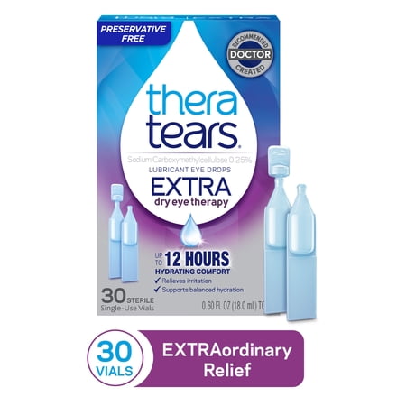 TheraTears Extra Dry Eye Lubricant Eye Drops, Preservative Free, Daily Use, 30 Vials
