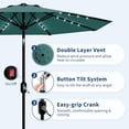 thumbnail image 4 of IdealHouse Patio Umbrella with Solar Lights, Outdoor Table Umbrella with 8 Durable Ribs, Tilt & Crank Mechanism, Waterproof & UV Protection for Garden, Backyard, Poolside (Light Blue, 9 FT), 4 of 7