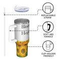 thumbnail image 4 of Sunflower 40oz Tumbler with Handle and Straw, Large Capacity Travel Cup for Hot & Cold Drinks, Double Walled Vacuum Insulated Cup, Butterfly Lover Birthday Gifts for Women Girls, Spring, 4 of 6