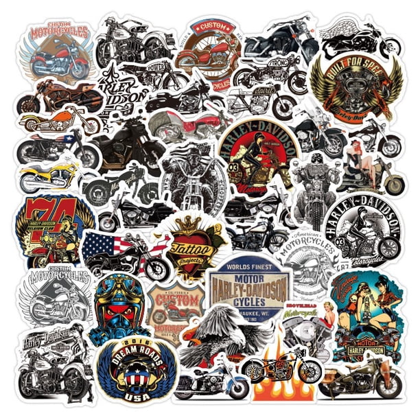 100/50/25/10PCS Motorcycle Mens Adults Sticker Pack Halley Bumper Stickers for Moto Laptop Skateboard ATV Car Bike huangjie unisex