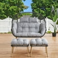 thumbnail image 3 of PARKWELL Double Wicker Egg Chair with 2 Ottomans and Cushions - Patio Oversized 2 Person Egg Basket Lounge Chair for Indoor Outdoor Living Room 550lb - Light Gray, 3 of 10
