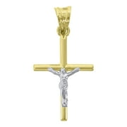 10kt Gold Two-tone Polished Mens Cross Crucifix Ht:33.3mm x W:17mm Religious Charm Pendant