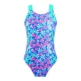 thumbnail image 3 of MSEMIS Girls Mermaid One Piece Swimsuit Kids Ruffle Bathing Suits with UPF 50+, Sizes 4-16 Colorful Floral Blue 10, 3 of 5