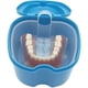 thumbnail image 5 of Caja para dentaduras postizas, caja para prótesis, caja para baño para dentaduras postizas, caja de almacenamiento para dentadura postiza con contenedor de red colgante, color azul claro, 5 of 5