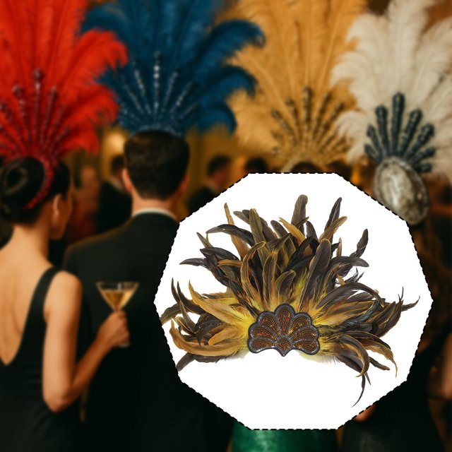 Tocado de plumas para mujer, accesorio fotográfico, tocado de carnaval para festivales de Halloween amarillo