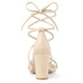 thumbnail image 3 of BLISSFUL STEP Women's Open Toe Strappy Lace Up Block Heel Sandals, 3 of 6