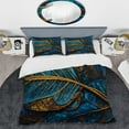 thumbnail image 2 of Designart "Melodies of Boho Blue And Gold I" Boho Feather Bedding Covert Set - Traditional Blue Geometric Bed Set With 1 Sham, 2 of 6