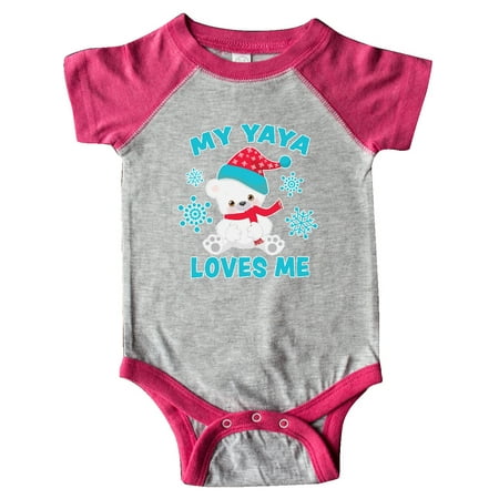 

Inktastic Polar Bear My Yaya Loves Me in Santa Hat with Snowflakes Gift Baby Boy or Baby Girl Bodysuit