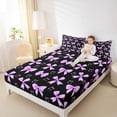 thumbnail image 4 of Feelyou Fashion Bow-tie Kids Full Size Sheets, Black Purple Cartoon Bed Sheets, 4-Piece, 4 of 7