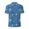 thumbnail image 4 of Rocae Sharks on White Blue Striped for Men's Short Sleeve Polo Shirt, Quick Drying Performance Moisture Wicking Sports Men's Golf Shirt Small, 4 of 9