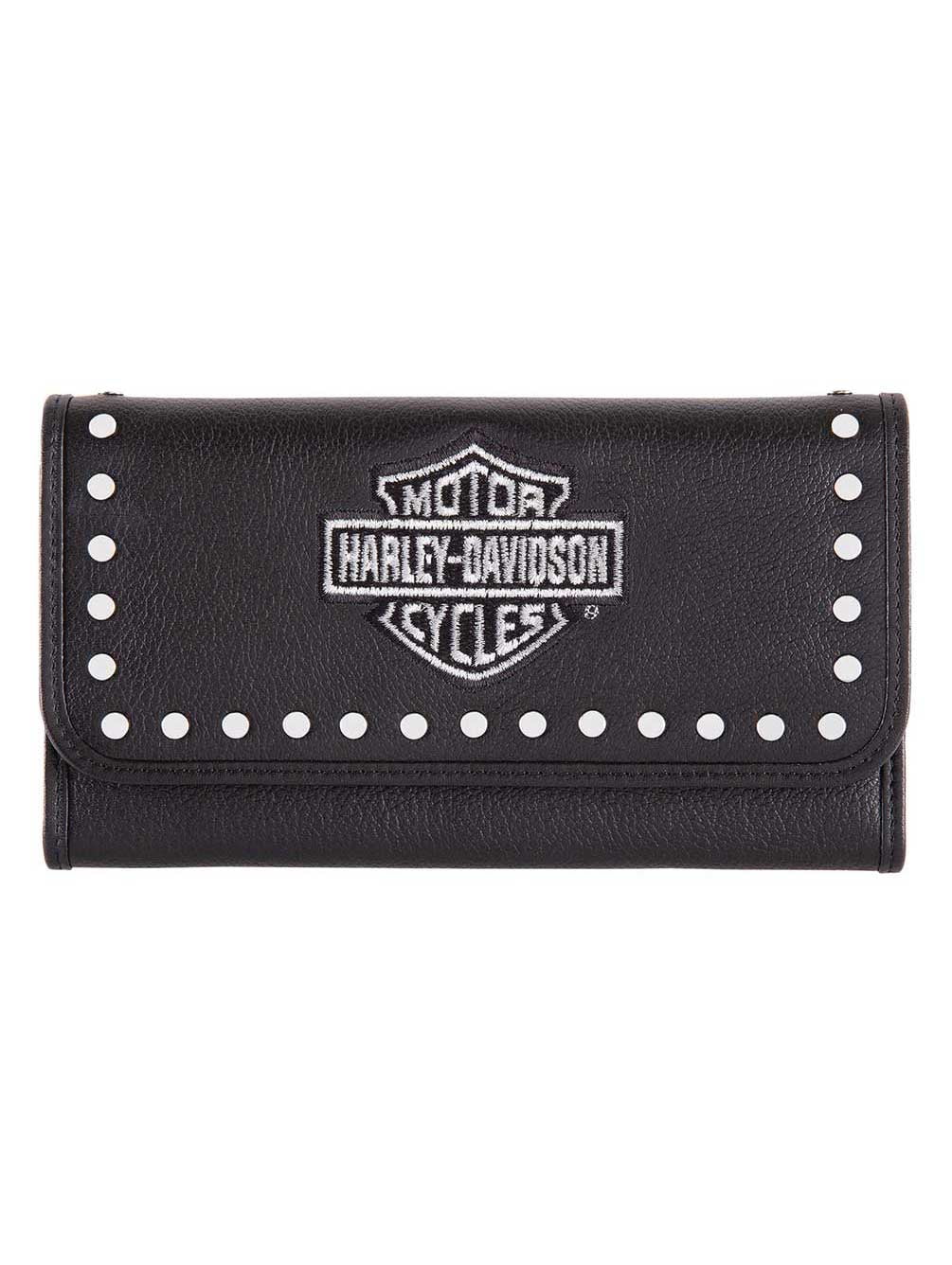 HarleyDavidson Women's Embroidery Studded Traditional Leather Wallet