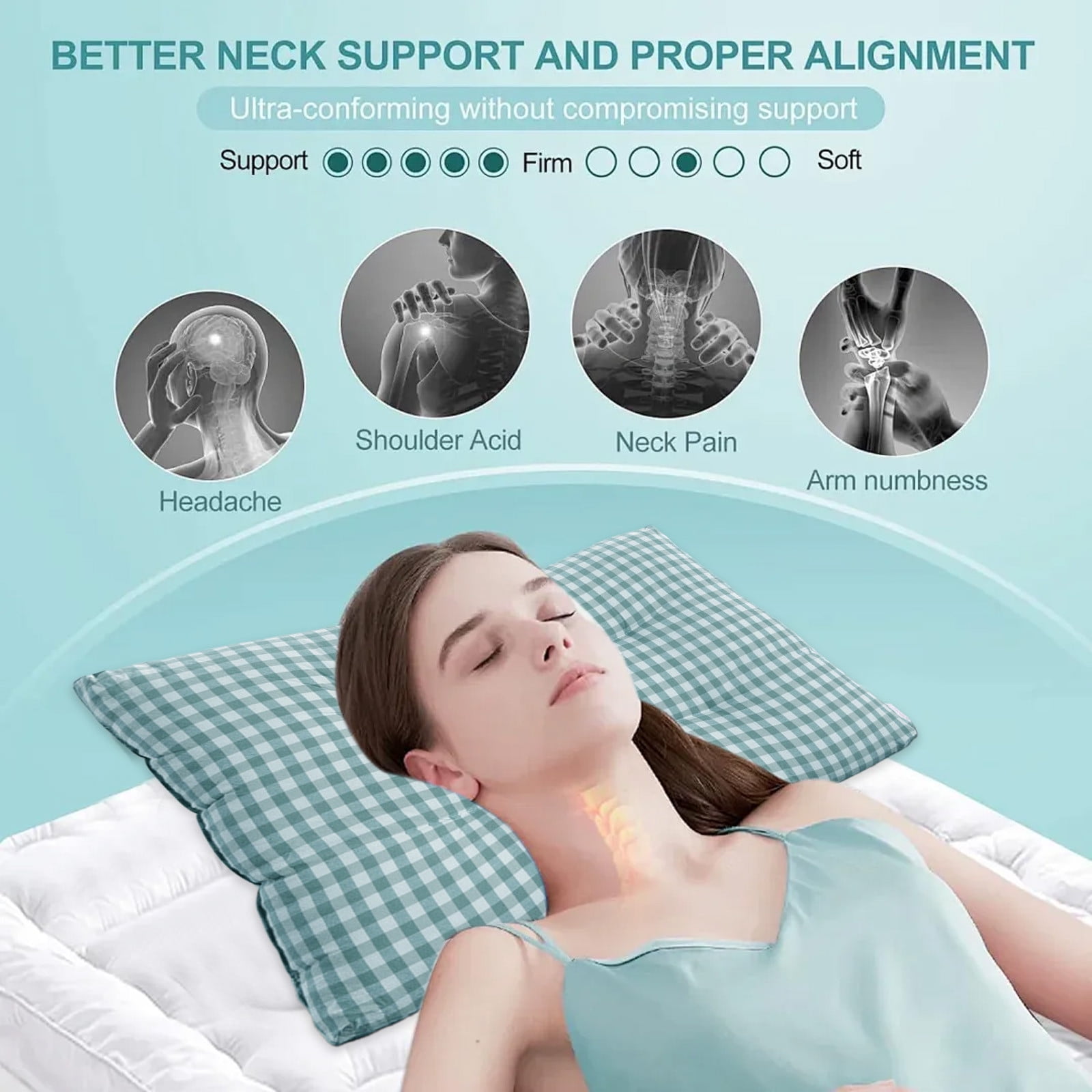 Household Pillow Sleep Enhancing Cervical Support Comfort Pillow, Ergonomic Sleep Enhancing Cervical Support Pillow, Ergonomic Pillows, Neck Pillow Cervicals Pillow for Neck Strain Relief