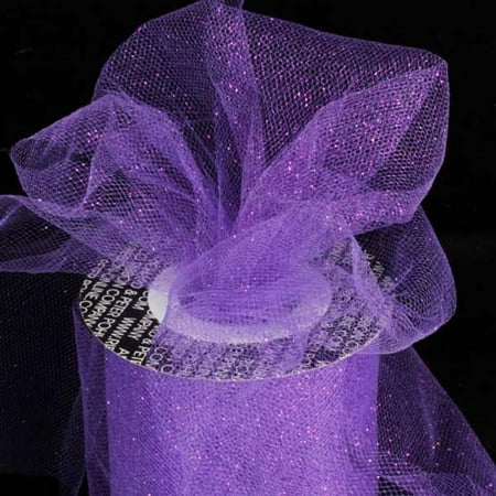 Designer Amethyst Purple Glitter Tulle Craft Ribbon 6" x 110 Yards