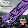 thumbnail image 3 of for iPhone 13 Case,with Camera Lens Cover HD Screen Protector,[Military Grade] Ring Car Mount Kickstand Hybrid Hard PC Soft TPU Shockproof Protective Case for iPhone 13-Purple, 3 of 11
