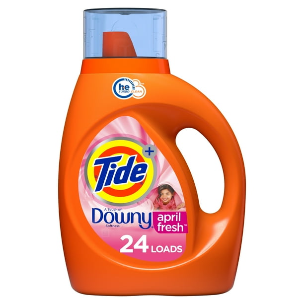 Tide plus Downy, Liquid Laundry Detergent, April Fresh, 37 fl oz, 24