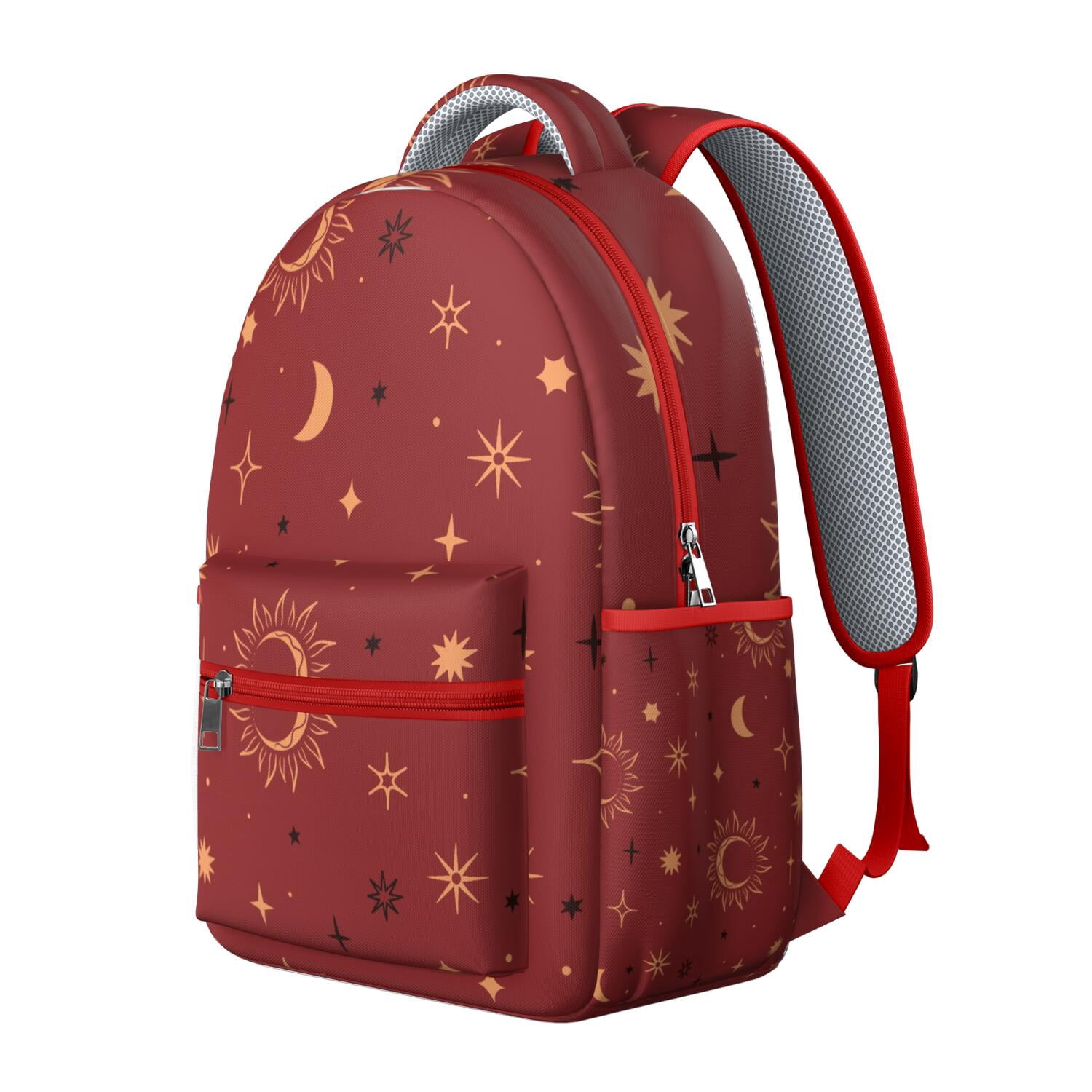 Gothic Celestial Print Waterproof School Backpack with Spinal Support for Teens - Starry Night Aesthetic