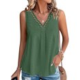 thumbnail image 2 of yoeyez Flowy Tank Tops for Women,Eyelet Summer Sleeveless Tops Ladies Round Neck Basic T-Shirts Casual Loose Fit Tunic 2025 Green,L, 2 of 7