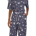 thumbnail image 5 of DKNY Women's Elastic Waistband Capri & Short Sleeve Pajama Set (Navy Star, XL), 5 of 5