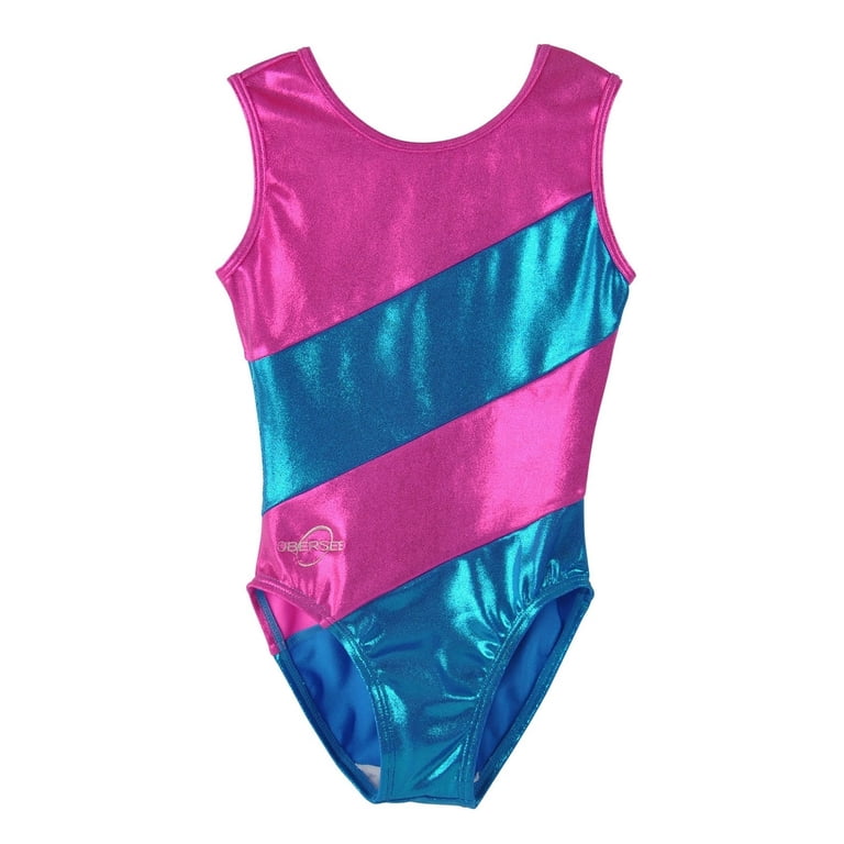 Obersee Girls Gymnastics Leotard - Shimmer Fabric, Scoop Neck, No Sleeves (Size CXXS, 2-3 Years)