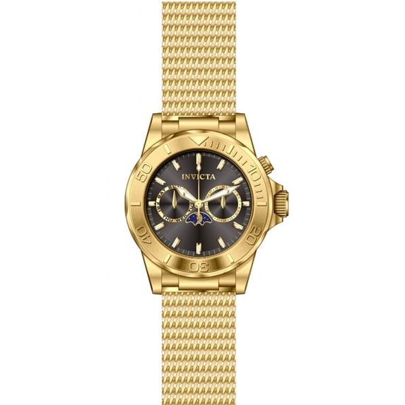 Invicta Men's 80332 Pro Diver Multifunction Black Dial Gold Plated Steel Mesh Bracelet Watch