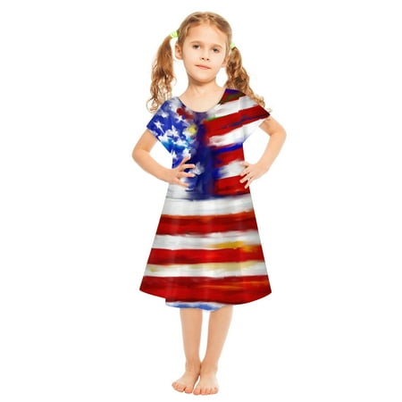 

DTBPRQ Newborn Baby Girl Independence Day Outfit 4th of July Dress Romper Sleeveless Top Star Stripe Skirt Set