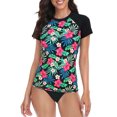 thumbnail image 5 of LRD Women's Short Sleeve Rash Guard Shirts UPF 50 Swim Shirt Black Tropical Floral XXL, 5 of 6