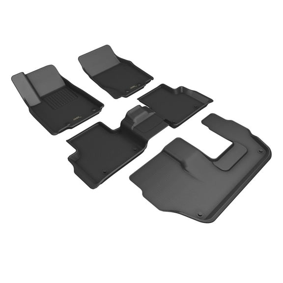 3D MAXpider Custom Fit Kagu Floor Mat (Black) Compatible with Jeep Grand Cherokee L (WL) 7-Seat 2022-2024 - Full Set