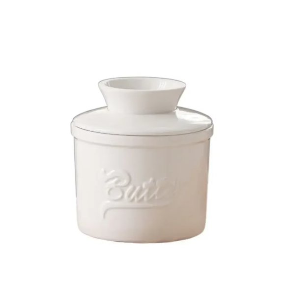 Ceramic Relief Sculpture Butter Jar Big Capacity Butter Keeper with Lid