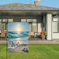 thumbnail image 3 of AMHNF Welcome Ocean Sunset Linen Garden Flag for Spring Summer Home Outdoor Garden Yard Door Decor 12x18 inch, 3 of 5