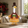 thumbnail image 4 of Christmas Porch Goose Outfit with Gingerbread Style Tunic Scarf Hat and Candy Cane Prop Cute Holiday Accessory for 23 Inch Front Porch Yard Decor, 4 of 6