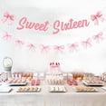thumbnail image 4 of Pink Bow 16th Birthday Decorations, Sweet Sixteen Banner and Pink Bow Garland for Happy 16th Birthday, Sweet 16 Yeasr Old Party Supplies for Girls, 4 of 6