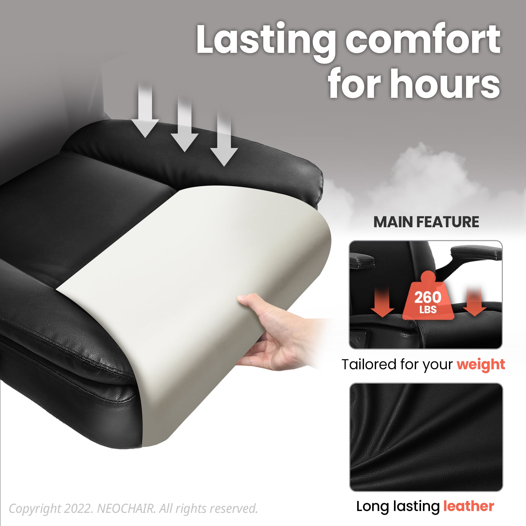 NEO CHAIR Leather Office Chair, Ergonomic PU Mid Back Executive Desk Chair with Flip-up Arms, Jet Black